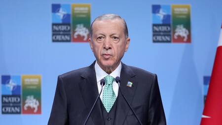 Recep Tayyip Erdogan, presidente de Turquía, en la cumbre de la OTAN. Foto: EFE.