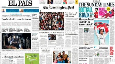 Tapas de diarios del mundo, domingo 21 de junio de 2020