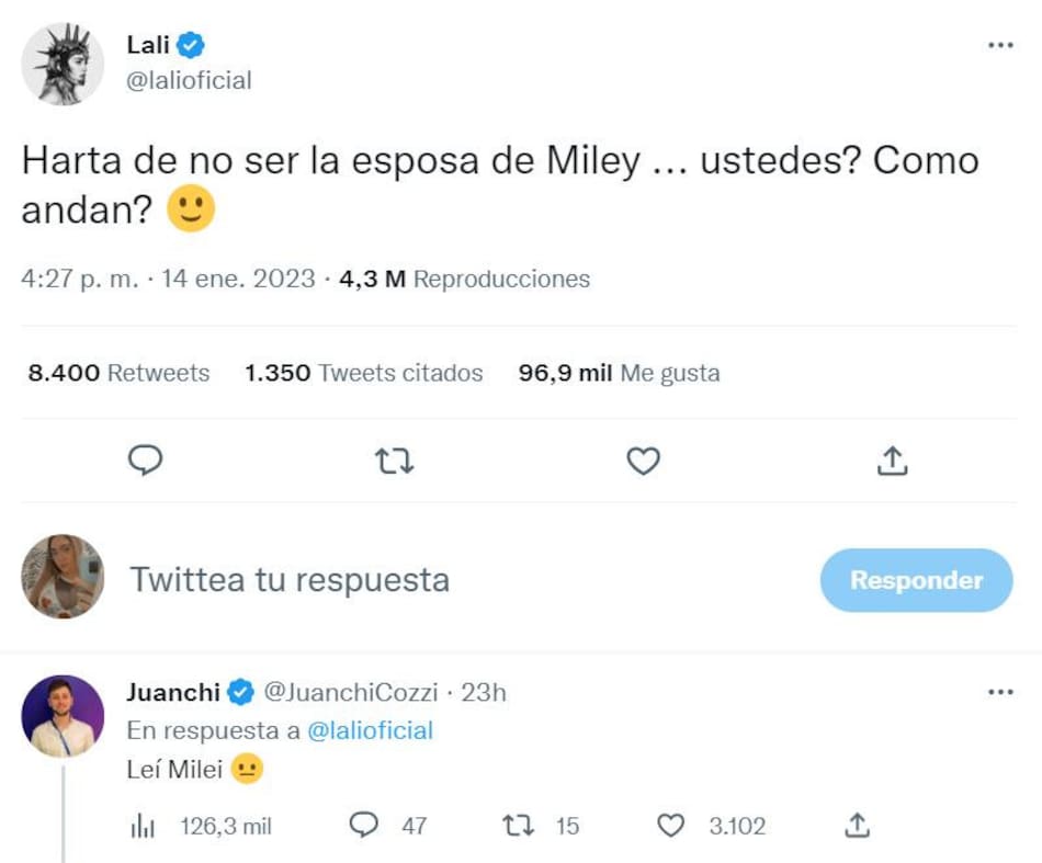 La publicación de Lali. Foto: Twitter.