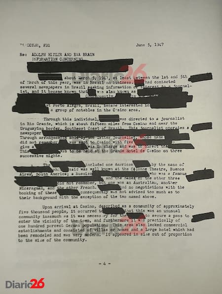 Adolf Hitler en Brasil, Hotel Atlántico, Cassino, documento desclasificado del FBI de 1947 - 04