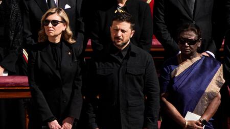 Volodimir Zelenski en el funeral del Papa Francisco. Foto: REUTERS.