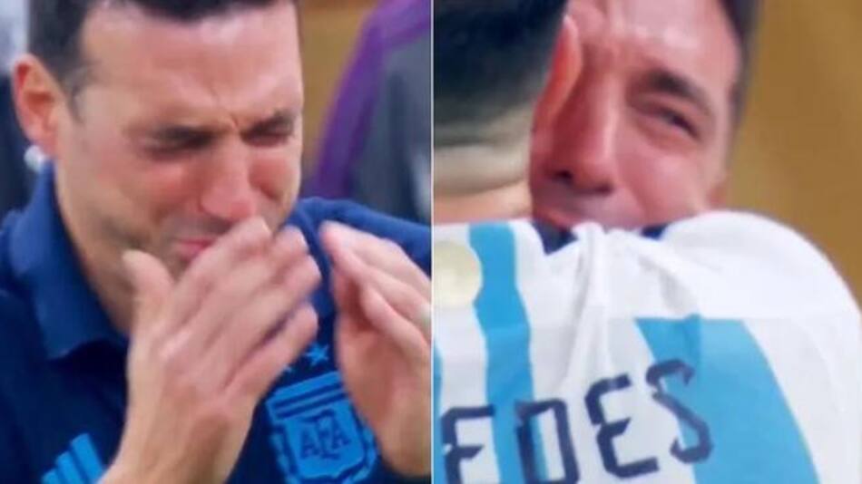 Llanto de Lionel Scaloni, Mundial Qatar 2022. Foto: captura video