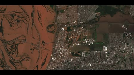 Imágenes de satélite de las inundaciones en Brasil. Foto: Reuters.