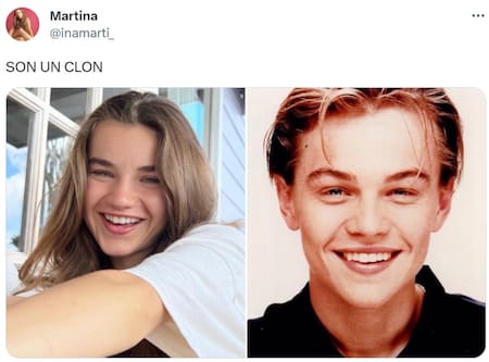 El parecido entre DiCaprio y su nueva pareja se volvió viral. Foto: Twitter.