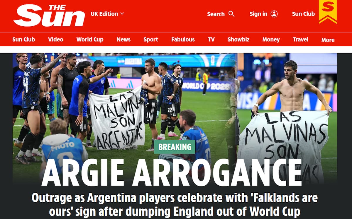 Medios ingleses reaccionan a la bandera de Malvinas