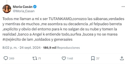 Polémico comentario de Moria Casán contra Pampita y Susana Giménez. Foto: X.