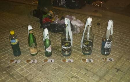 Bombas molotov incautadas a detenidos tras marcha por reforma previsional