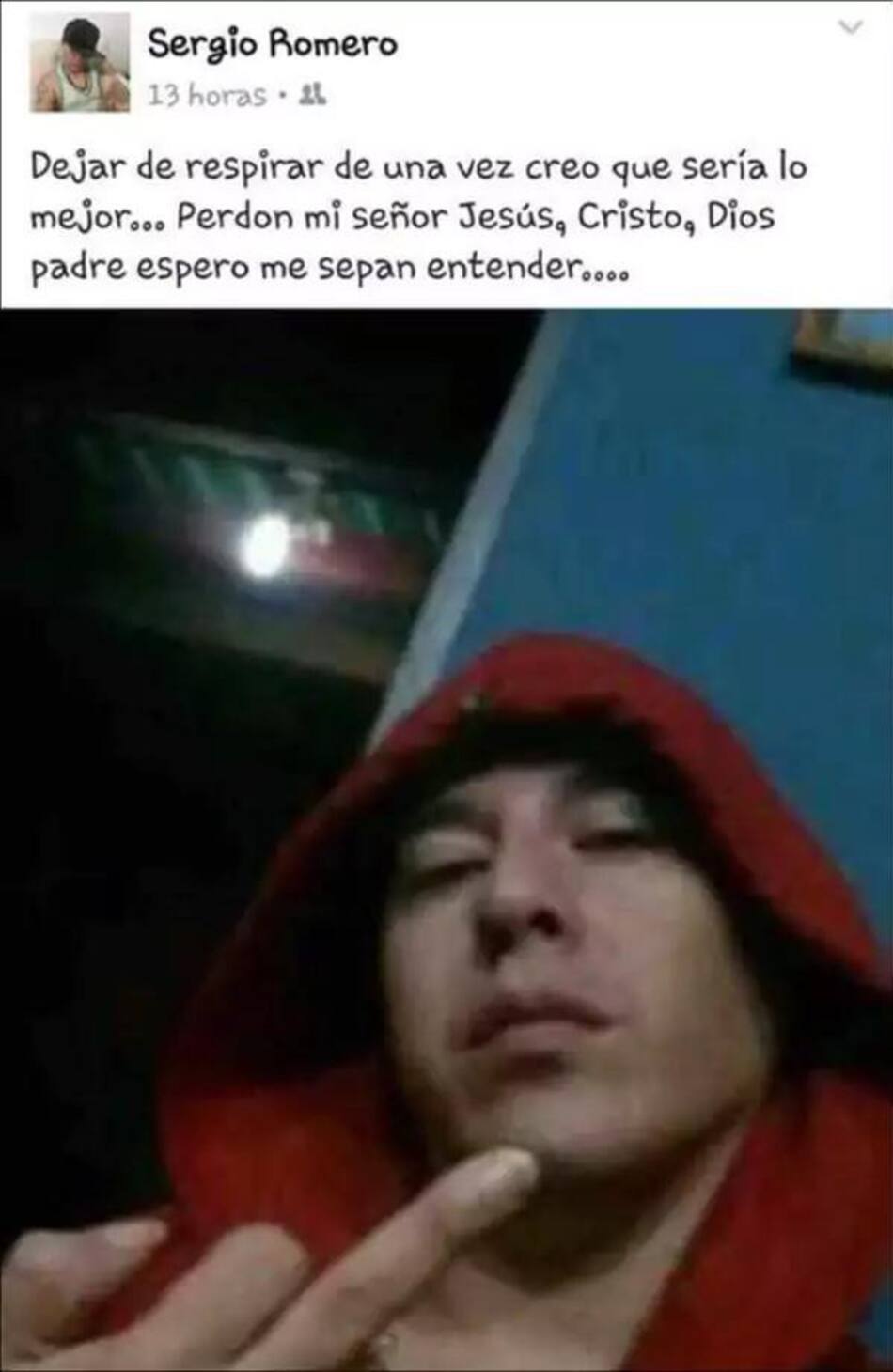 Mensaje de Walter Romero en Facebook
