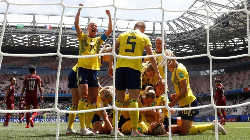 Mundial Femenino 2019: Festejo de Suecia ante Tailandia (Reuters)