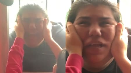 Camila tuvo un percance en la ventana. Foto: captura.