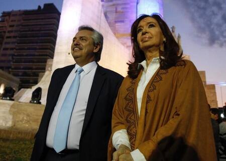 Alberto Fernández y Cristina Fernández de Kirchner en Rosario, Frente de Todos