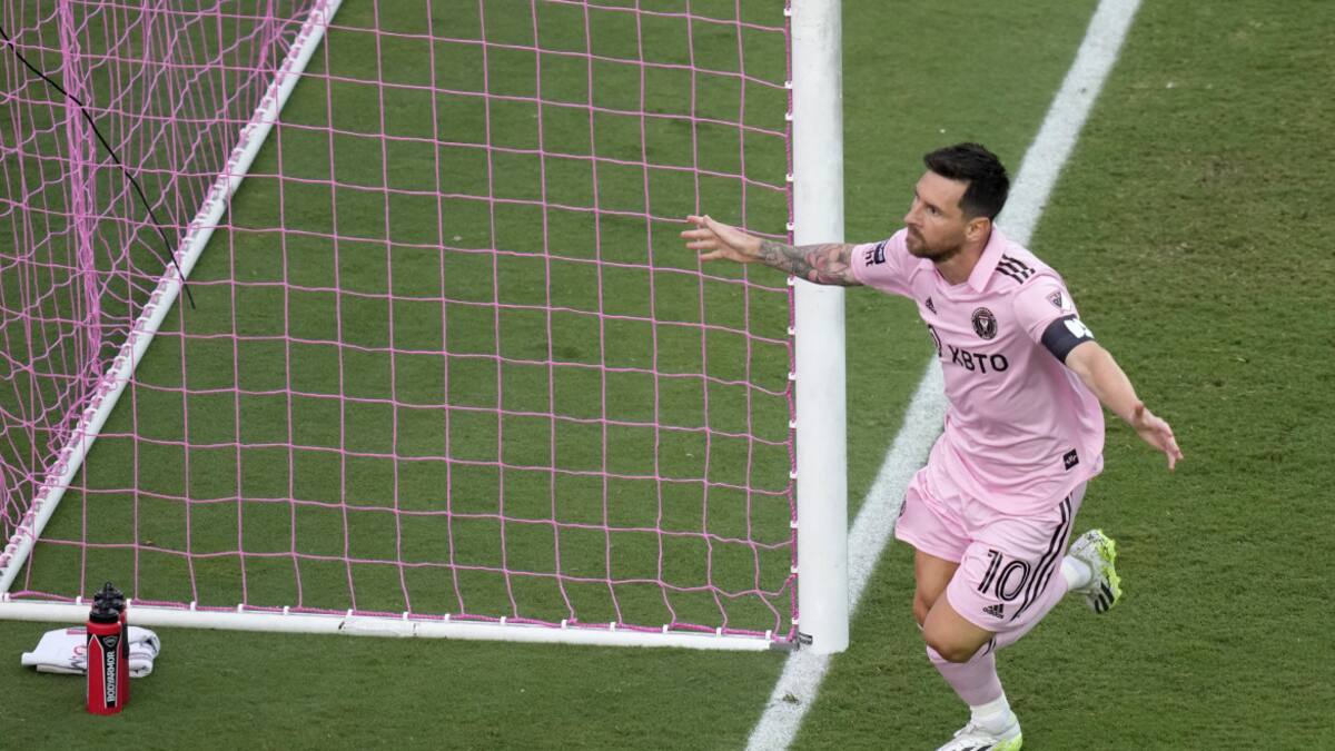 Festejo de Lionel Messi ante el Atlanta United por la Leagues Cup. Foto: REUTERS.