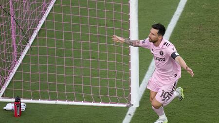 Festejo de Lionel Messi ante el Atlanta United por la Leagues Cup. Foto: REUTERS.