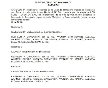 Cambio en el recorrido del colectivo de la línea 78.
