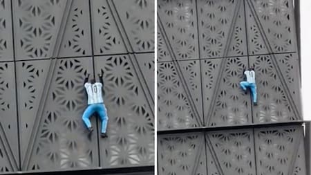 Youtuber polaco escalando edificio en Puerto Madero. Foto: NA.