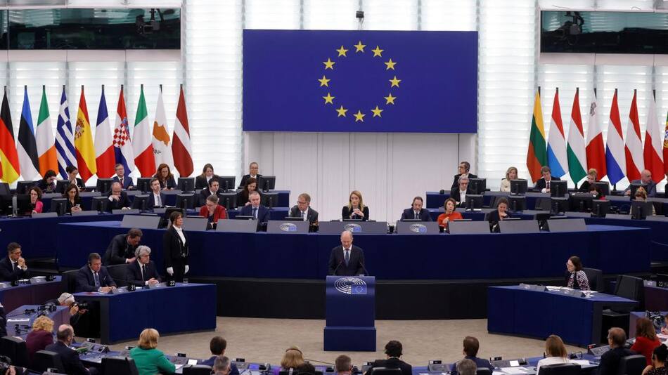 Olaf Scholz en la Unión Europea. Foto: Reuters.