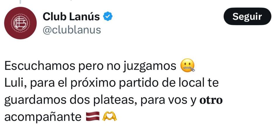 El gesto de Lanús con una hincha que estaba por casarse y su pareja la engañaba. Foto: X.