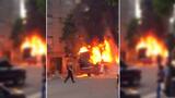 Fuego en Caballito: explotó y se incendió un colectivo y afectó a varios pasajeros