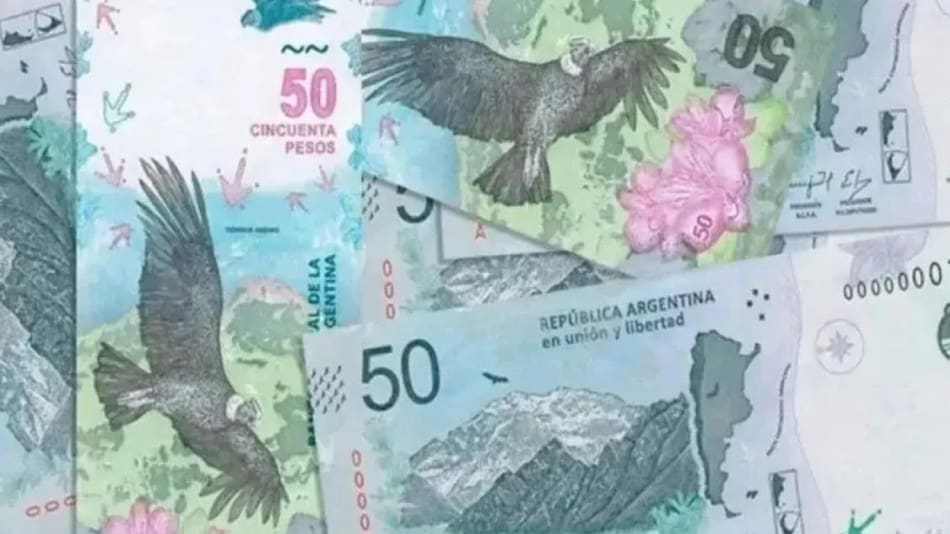 Billete de 50 pesos. Fuente: Captura de pantalla.