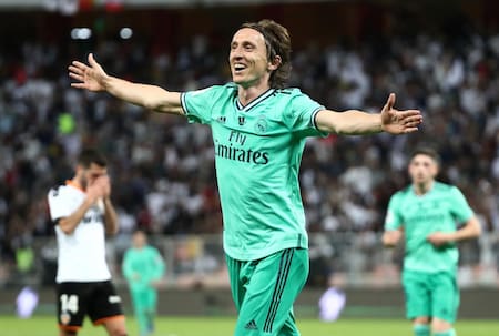 Festejo de Luka Modric para el Real Madrid ante Valencia