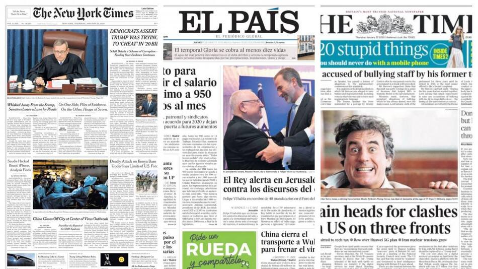 Tapas de diarios, jueves 23 de enero de 2020