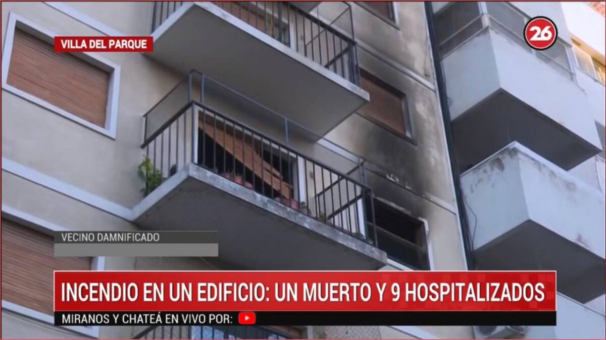 Incendio fatal en Villa del Parque, un muerto y 9 heridos, Canal 26