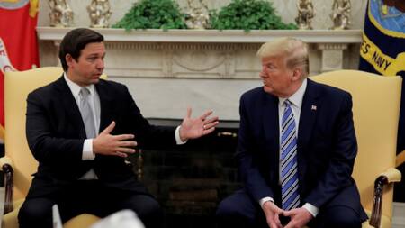 Donald Trump y Ron DeSantis. Foto: Reuters.