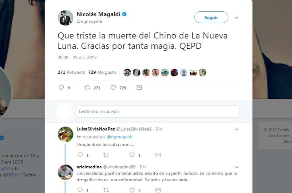 Muerte de El Chino - La Nueva Luna - Redes sociales