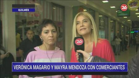 Verónica Magario y Mayra Mendoza junto a comerciantes en Quilmes, CANAL 26
