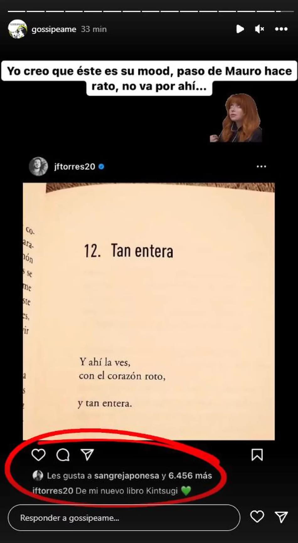 El like que descubrió la cuenta Gossipeame. Foto: Instagram.
