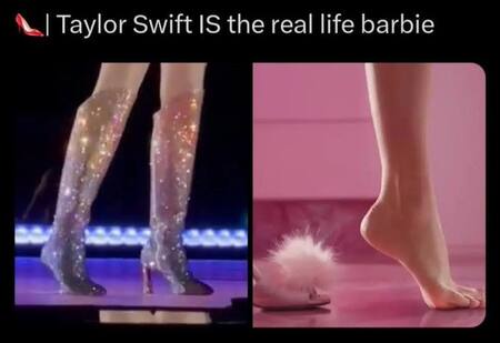 La comparación entre Taylor Swift y Barbie que se viralizó en las redes. Foto: Twitter