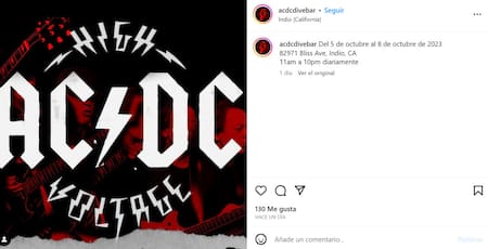 La banda AC/DC tendrá su propio bar. Foto: Instagram.