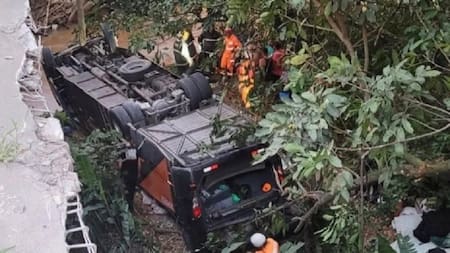 Tragedia en ruta de Brasil, micro accidentado, NA