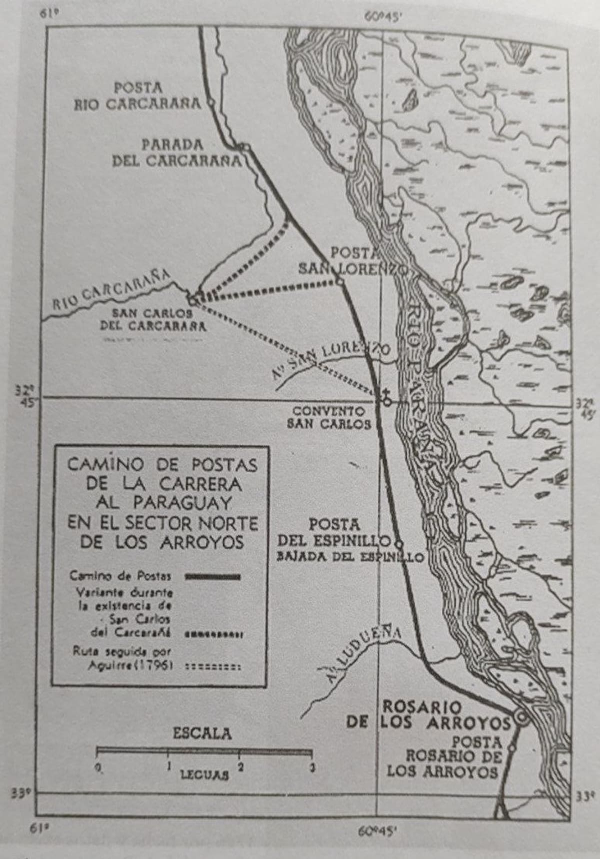 Antiguo mapa de la zona de Timbúes.