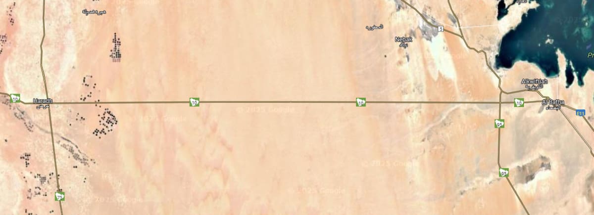 Autopista Arabia Saudita. Foto: Google Maps.