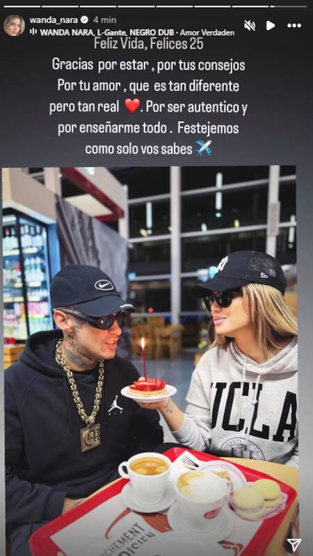 L-Gante y Wanda Nara. Fuente: Instagram