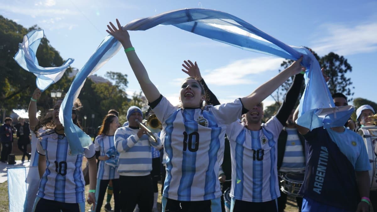 Festejos en el Fan Fest en Buenos Aires.