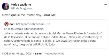 La buena onda de Furia. Foto: X.