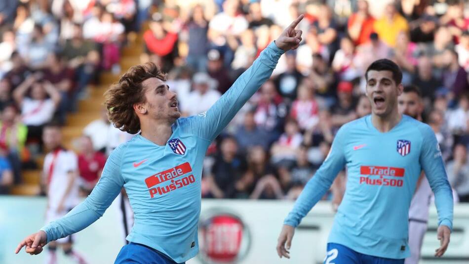 Festejo de Atlético Madrid ante Rayo Vallecano - Griezmann y Morata (Reuters)