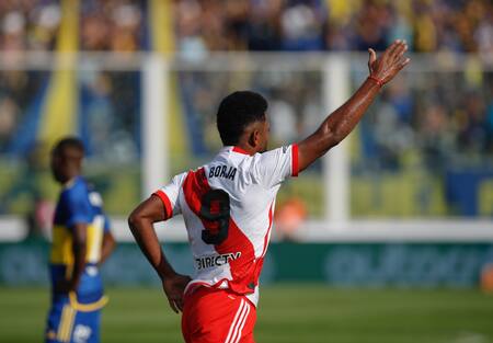 Miguel Borja; River vs Boca, Copa de la Liga. Foto: NA