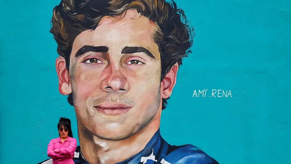 El terrible mural en honor a Franco Colapinto. Foto: Instagram @amy.rena.muralis