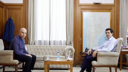 Horacio Rodríguez Larreta y Eduardo Wado de Pedro en Casa Rosada, Presidencia de la Nación