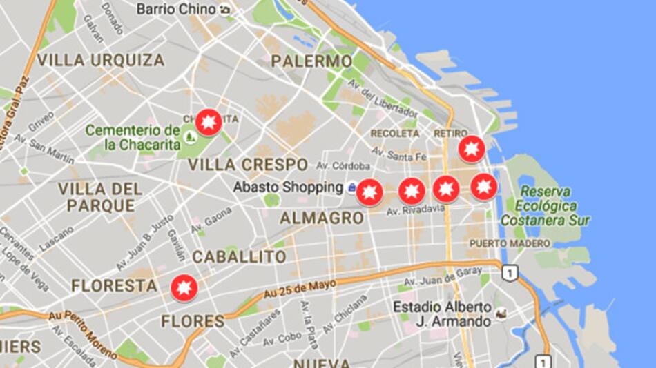 Mapa de cortes en Buenos Aires