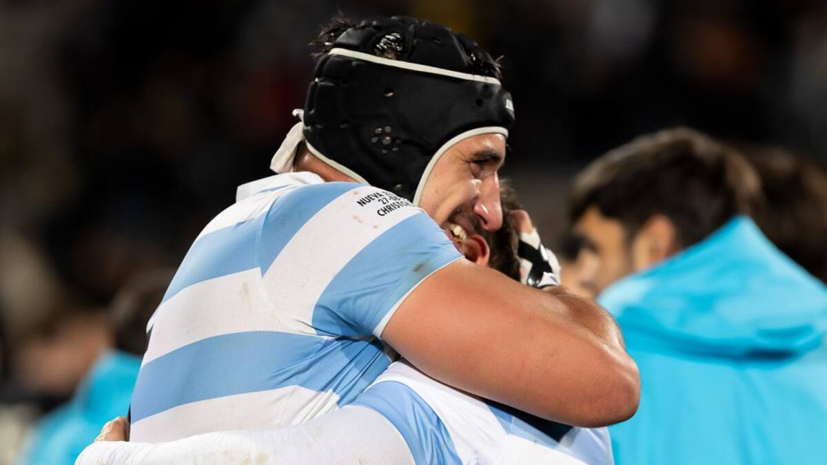 Festejo de Los Pumas ante los All Blacks por el Rugby Championship. Foto: NA.