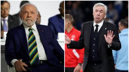 Lula da Silva y Carlo Ancelotti. Fotos: REUTERS.