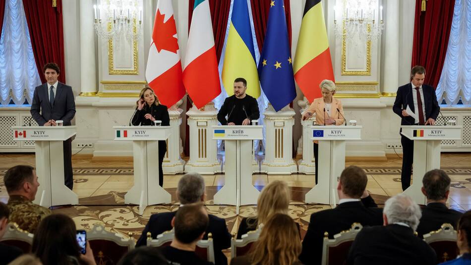 Líderes del G7 visitan Ucrania. Foto: Reuters.
