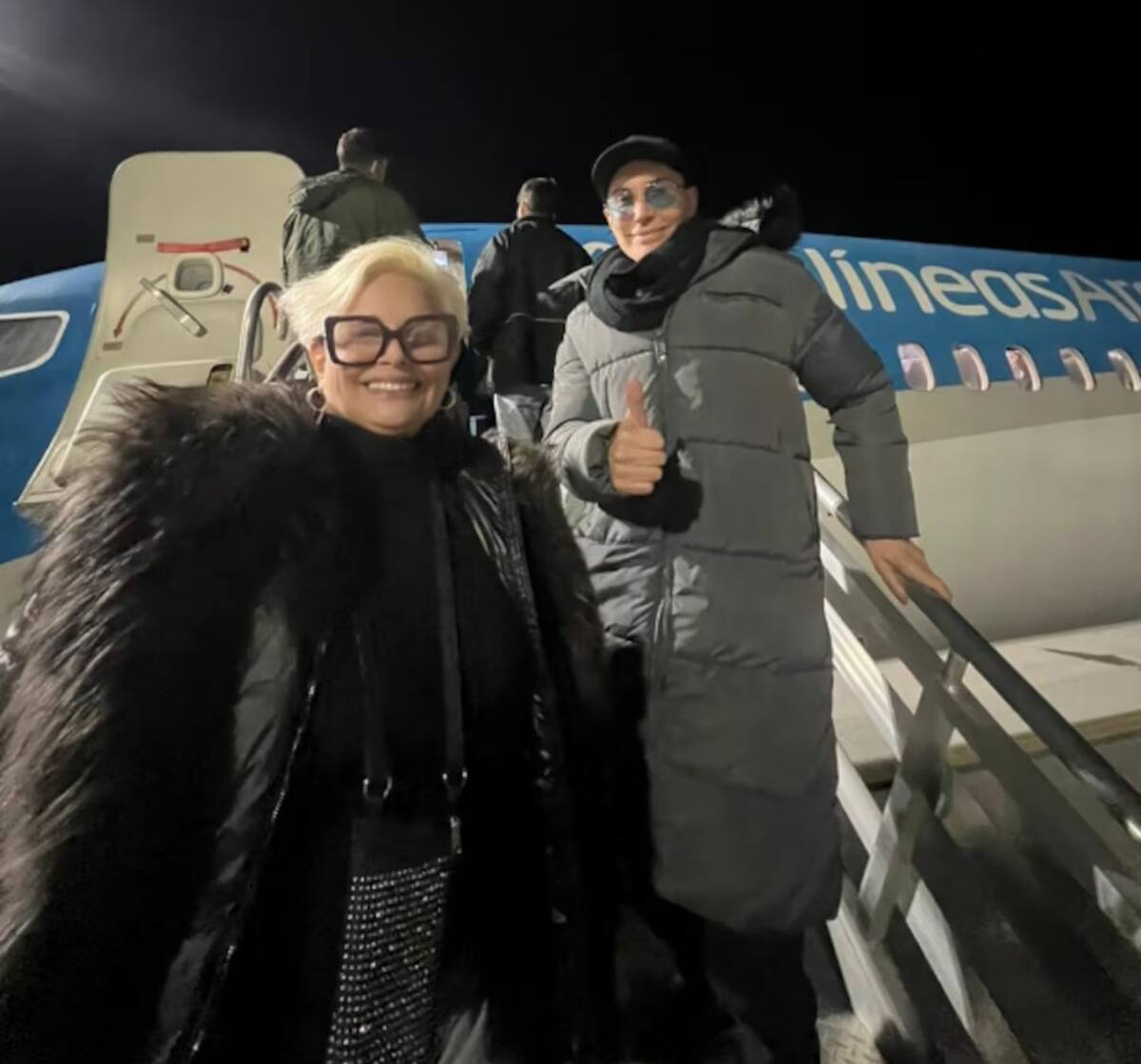 Marcelo Polino junto a Carmen Barbieri tras la amenaza de bomba. Foto: X @MarceloPolino