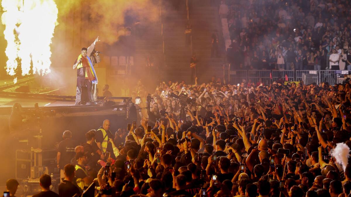 El show de Duki en el Bernabéu. Foto: EFE