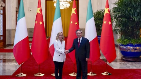 Giorgia Meloni en China. Foto: Reuters