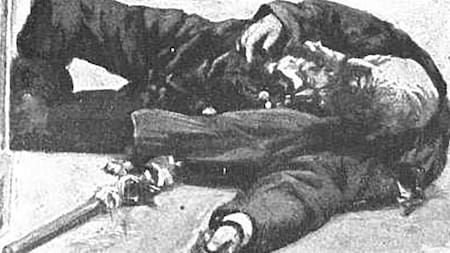 La recreación del cruento "crimen de la calle Gallo". Foto: Caras y Caretas